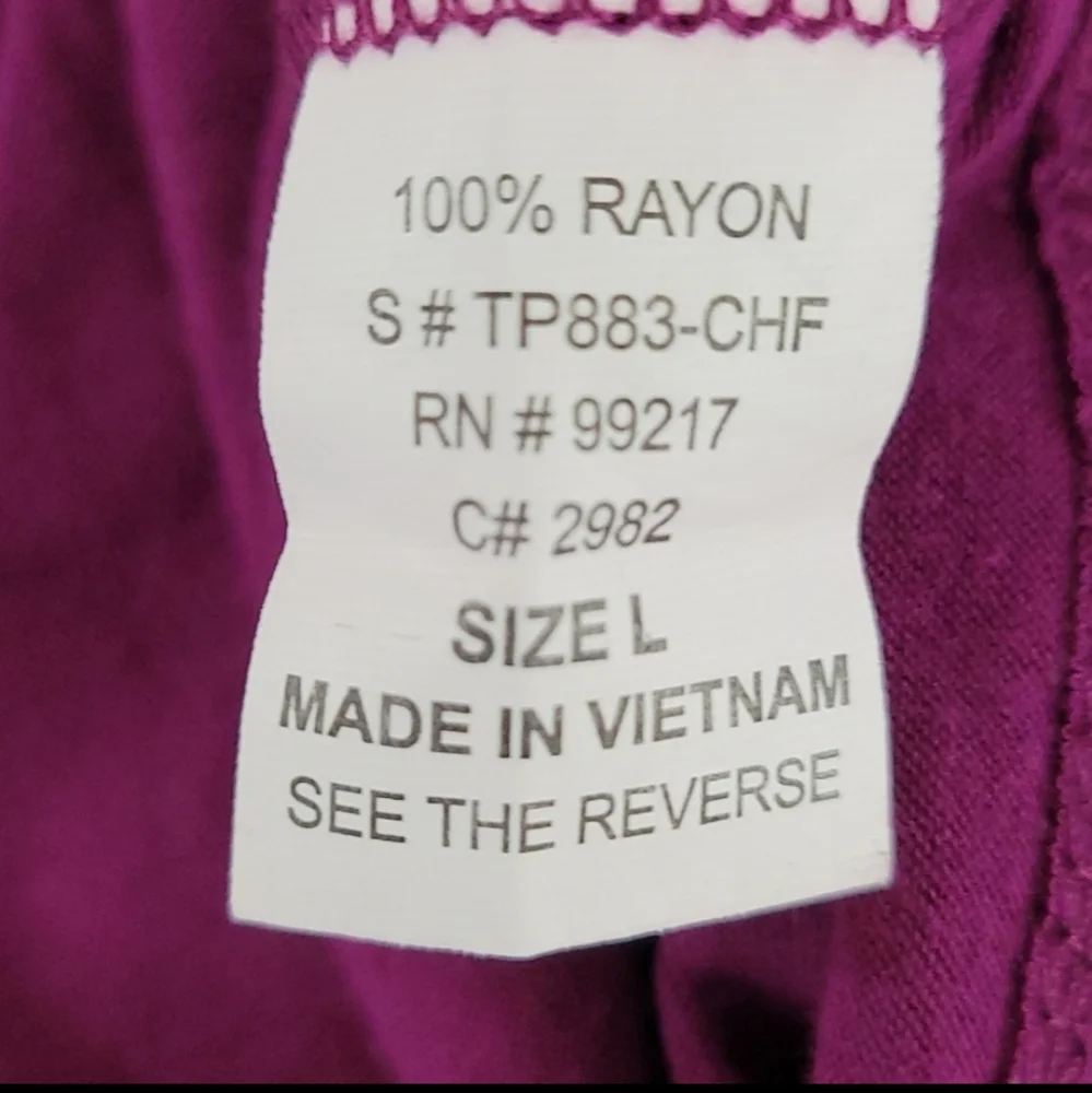 Moa Moa Purple Beaded Top Crochet Trim Flutter Sleeves Sz Large - Picture 10 of 11